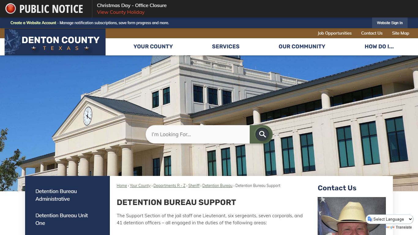 Detention Bureau Support | Denton County, TX